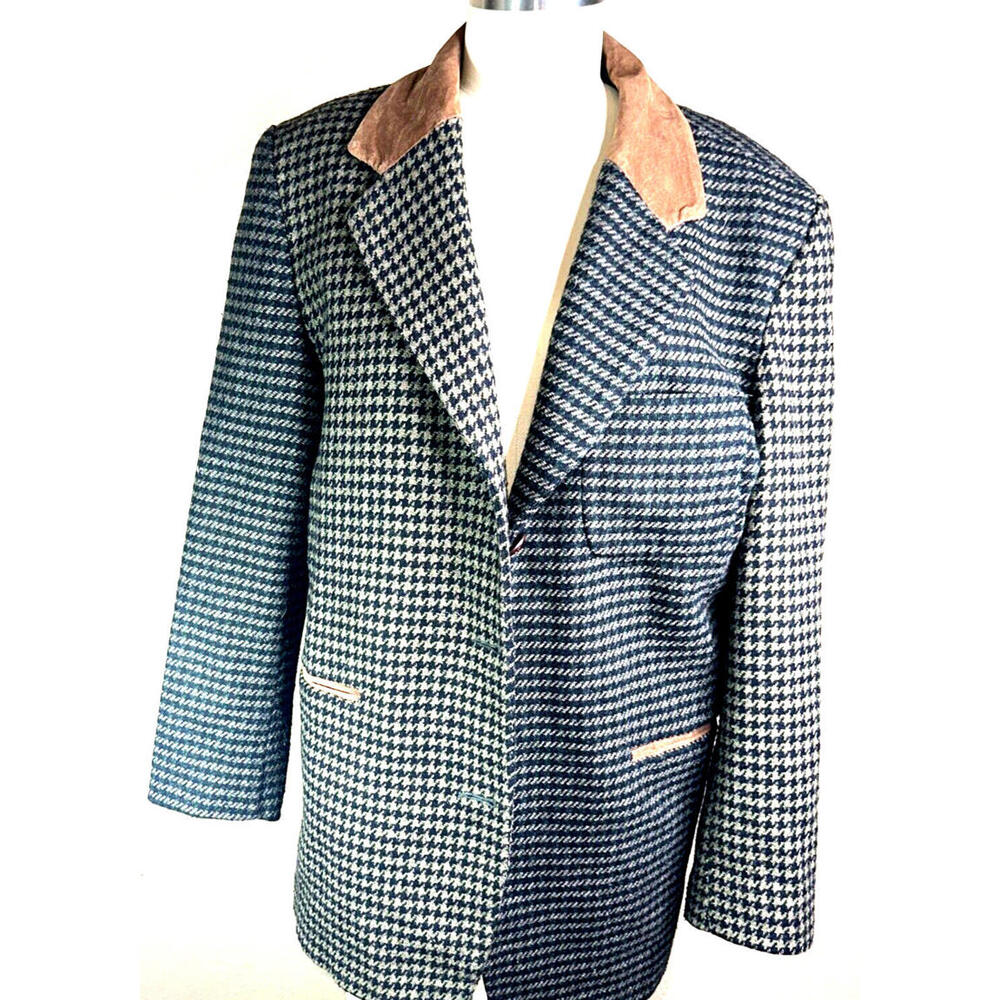 The Limited Vintage Houndstooth Womens‎  Size L Black & Green  Office Jacket